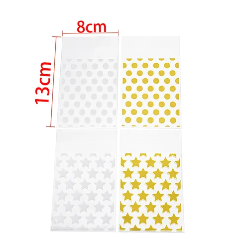Sacs d'Emballage en Plastique Transparent Auto-Adhésifs Pois Étoile Sac Scellé Pour Bijoux Bracelet Cadeau Rangement