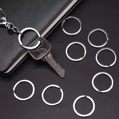 Stainless Steel Flat Key Rings Double Layer Smooth Split Rings Car Keychain Hardware DIY Craft Accessories Silver Tone