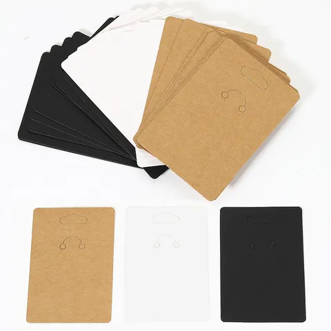 DIY Jewelry Display Cards Kraft Paper White Black Cardboard Packaging Cards For Earring Necklace And Keychains