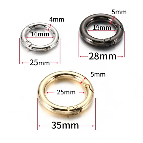 Metal Alloy Spring Gate Rings Round Carabiner Keychain Openable Snap Hooks For DIY Jewelry Making Bag Accessories
