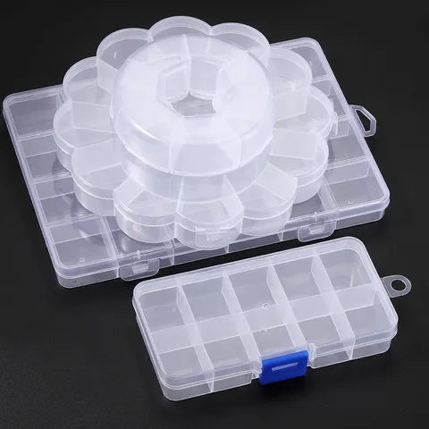 Transparent Plastic Storage Box Organizer Clear Multigrid Adjustable Container For Small Items DIY Jewelry Craft Parts Storage