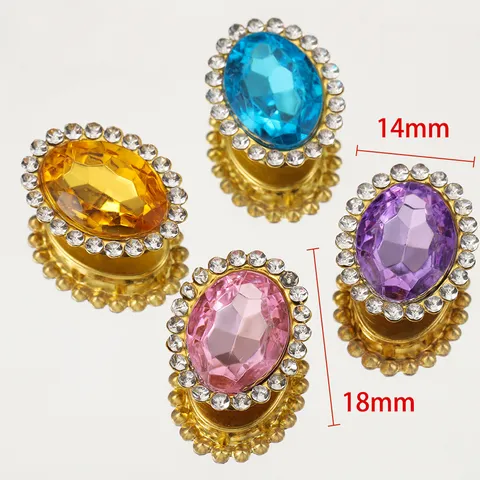 Colorful Glass Double Layer Sew On Rhinestones Oval Sunflower Gold Base DIY Hair Clothing Accessories Craft Jewels