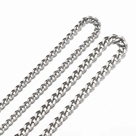 Chaîne Cubaine en Acier Inoxydable Accessoire de Fabrication de Bijoux DIY Collier Bracelet Fournitures Couleur Acier