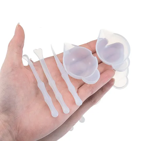 DIY Silicone Resin Mixing Cup Dispensing Tool Epoxy Resin Craft Making Tool Set Silicone Stirring Stick Scraper Spoon Craft Accessories