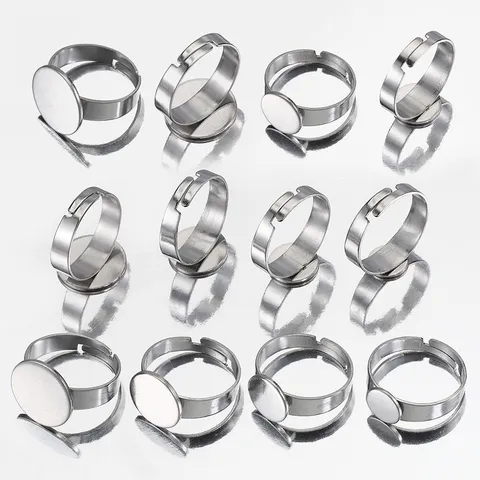 Stainless Steel Adjustable Flat Ring Blank Ring Base DIY Jewelry Findings Open Finger Ring Settings Jewelry Making