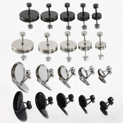 Edelstahl Rohling Ohrstecker Stifte Flache Runde Schale Mit Verschlüssen DIY Schmuckherstellung Zubehör