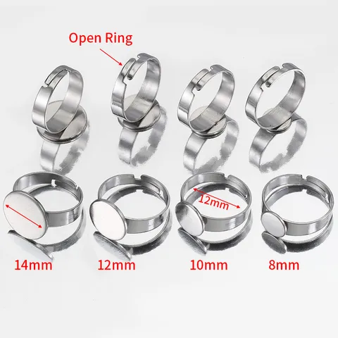 Stainless Steel Adjustable Flat Ring Blank Ring Base DIY Jewelry Findings Open Finger Ring Settings Jewelry Making