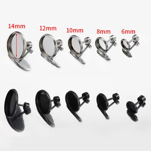 Edelstahl Rohling Ohrstecker Stifte Flache Runde Schale Mit Verschlüssen DIY Schmuckherstellung Zubehör