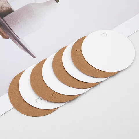 Blank Kraft Paper Round Hang Tags DIY Gift Packing Labels Blank Black White Paper Cards For Craft Decoration