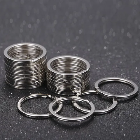 Stainless Steel Flat Key Rings Double Layer Smooth Split Rings Car Keychain Hardware DIY Craft Accessories Silver Tone