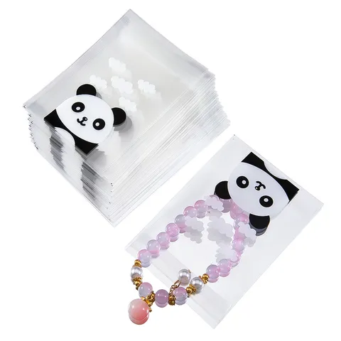 Transparent OPP Self Sealing Bags Cute Panda Print Plastic Cookie Jewelry Packaging Bags Clear Self Adhesive Bags