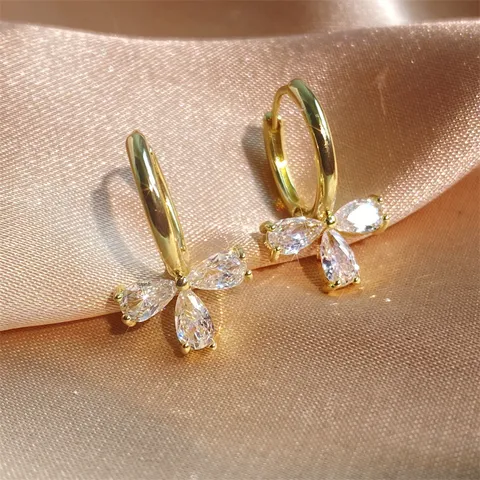 Luxe Koperen Strass Vlinder Strik Beer Walvisstaart Oorbellen Voor Vrouwen Bruiloft Feest Sieraden Accessoires