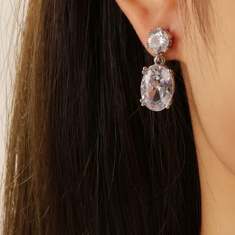Mode Dubbel-Laag Strass Druppel Oorbellen Voor Vrouwen Lichte Luxe Geometrische Koperen Vergulde Temperament Oorbellen Sieraden