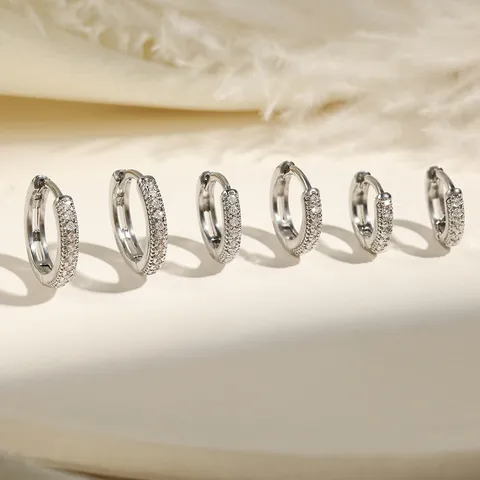 Minimalistische 14K Vergulde Zirconia Oorringen Voor Vrouwen Kleine Koperen Pave Zirconia Geometrische Oorbellen Set Dagelijkse Sieraden Cadeau