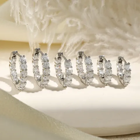 Lichte Luxe Glanzende Zirconia Creolen Voor Dames Koper Goud Zilver Verguld Prachtige Kleine Huggie Oorbellen Geometrische Ins Stijl Veelzijdige Sieraden Accessoire