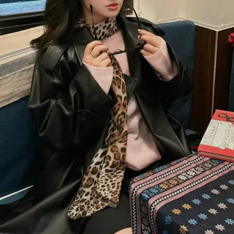 Dames Luipaard Print Polkadot Sjaal Mode Chiffon Lange Nek Sjaal Lichtgewicht Chic Sjaal Wrap Voor Dagelijks