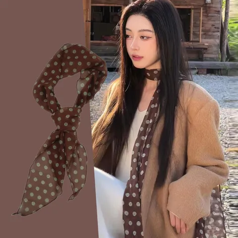 Dames Mode Franse Stijl Bedrukt Chiffon Sjaal Elegante Lange Lichtgewicht Stip Luipaardprint Nek Sjaal Dagelijkse Accessoires