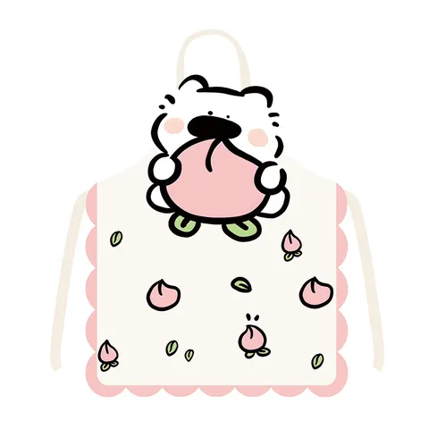 Tablier Imprimé Chiot Pêche Dessin Animé Mignon Cuisine Maison Anti-Salissure Bavette à Volants