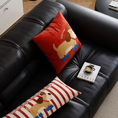 Weihnachten Neues Jahr Rotes Cartoon Hund Plüsch Sofa Kissenbezug Langes Lendenkissen Bett Kopfteil Dekor Niedliches Zierkissen