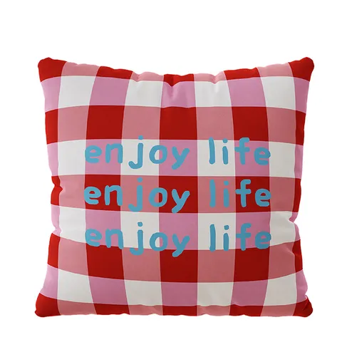 Korean Style Plaid Throw Pillow Cover Decorative Square Long Waist Cushion For Living Room Bedroom Sofa Car Home Decor