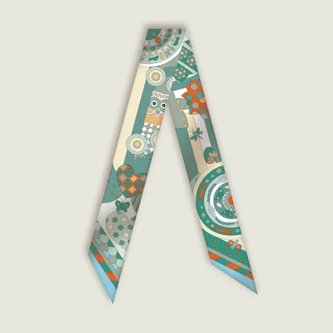 Dames Satijn Smalle Sjaal Jungle Bloemen Bedrukt Twilly Sjaal Lang Smal Lint Tas Handvat Haarband Mode Accessoires