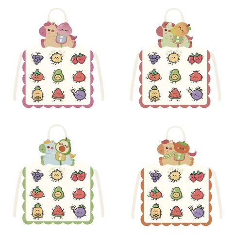 Lindo Delantal de Cocina con Estampado de Poni de Dibujos Animados Poliéster Delantal Antimanchas para Cocinar Hornear Adulto Niño
