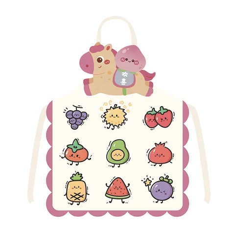 Lindo Delantal de Cocina con Estampado de Poni de Dibujos Animados Poliéster Delantal Antimanchas para Cocinar Hornear Adulto Niño