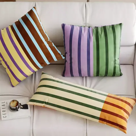Funda de Cojín Decorativa de Línea Minimalista Retro Funda de Almohada para Sala de Estar Sofá Cama Respaldo