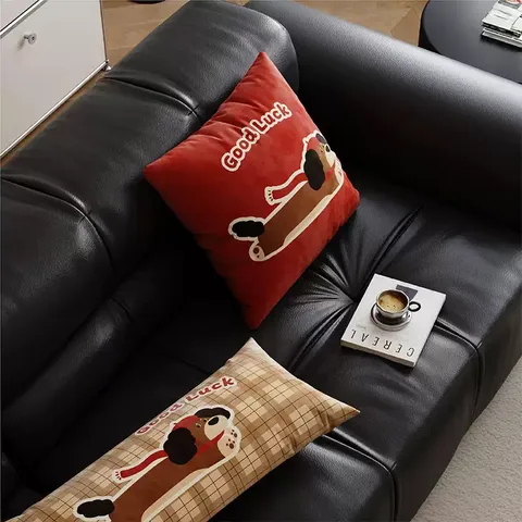 Cute Cartoon Dog Print Decorative Throw Pillow Cover Nordic Style Plush Sofa Cushion Cover New Year Home Decor