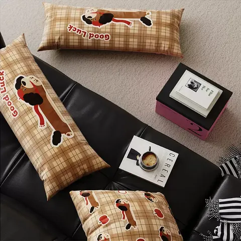 Cute Cartoon Dog Print Decorative Throw Pillow Cover Nordic Style Plush Sofa Cushion Cover New Year Home Decor