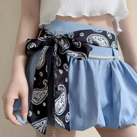 Vrouwen Lange Smalle Satijnen Sjaal Paisley Print Lint Sjaal Multifunctionele Haarband Mode Broek Accessoire Handtas Sjaal