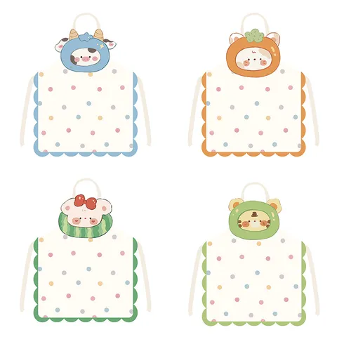 Lindo Dibujo Animado Animal y Fruta Estampado Delantal Sin Mangas Cocina Cocinar Babero Impermeable Para Limpieza del Hogar Adultos Niños