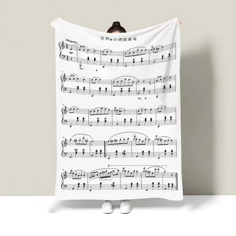 Vintage Sheet Music Pattern Flannel Blanket Soft Warm Cozy Throw Blanket For Living Room And Bedroom Bedding