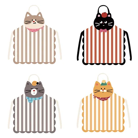 Delantal Sin Mangas Estampado De Gato Kawaii Delantal De Cocina Antimanchas De Dibujos Animados Para Adultos Niños Ropa De Trabajo Doméstica