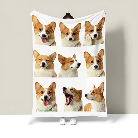 Cute Cartoon Cat Dog Flannel Blanket Soft Warm Fleece Throw Blanket For Sofa Bed Office Nap Blanket Home Decor