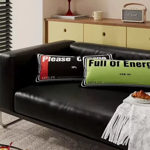 Coussin de Taille de Canapé à Imprimé Batterie Créatif Housse de Coussin en Peluche Oreiller de Sieste de Bureau Coussin Décoratif de Maison