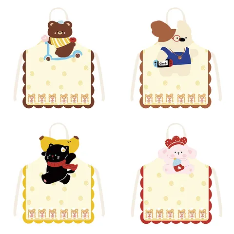 Süßes Cartoon Bananen Bär Schürze Polyester Küche Kochen Lätzchen Für Erwachsene Kinder Haushalt Reinigung Arbeitskleidung