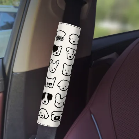 Housse de Ceinture de Sécurité de Voiture Protecteur d'Épaule Doux Motif Chat Chien Minimaliste Accessoires Intérieurs Auto