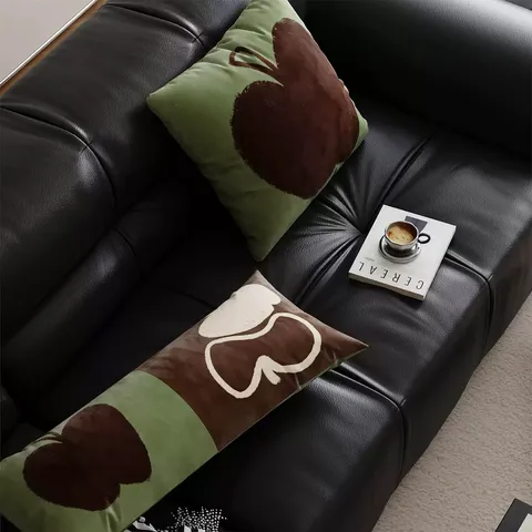 Housse de Coussin en Peluche Imprimé Fruit Abstrait Rétro Housse de Coussin Décorative Vintage Pour Salon Canapé Chambre
