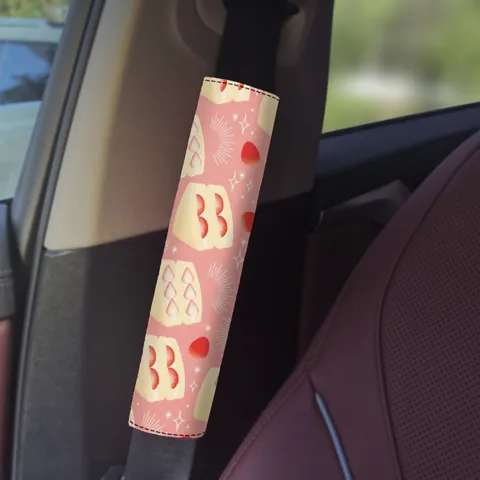 Cute Cartoon Dessert Car Seat Belt Shoulder Pads Pink Strawberry Auto Safety Belt Protective Cushion Cover Universal