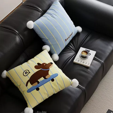 Fodera per Cuscino Bassotto Cartoon Carino Peluche Divano Fodera Decorativa Stampa Animale per Soggiorno