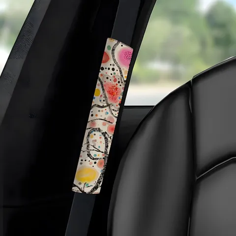 Cute Car Seat Belt Shoulder Pad Automotive Interior Protective Cover Soft Polyester Polka Dot Print Decor
