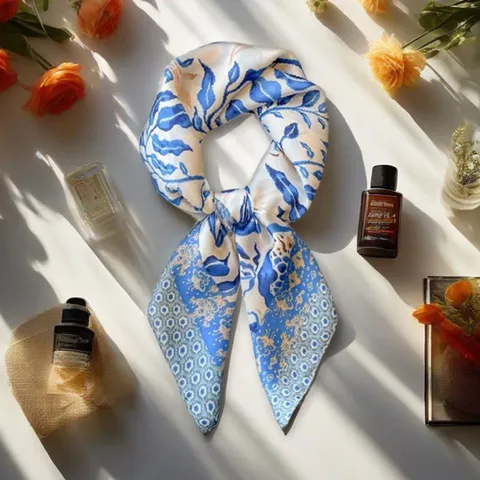 Vierkante Sjaal voor Dames Satijn Zijde gevoel Vintage Bloemenprint Hoofddoek