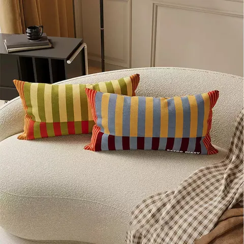 Fodera per Cuscino Decorativo a Righe Vintage Bauhaus Morbido Peluche Cuscino Decorativo Retro Stampa Lettere Soggiorno Decorazioni Casa