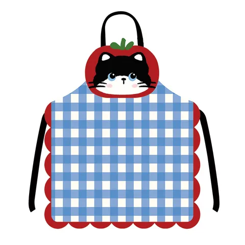 Tablier Bavette Sans Manches Dessin Animé Chat de Noël Cuisine Cuisson Nettoyage Maison
