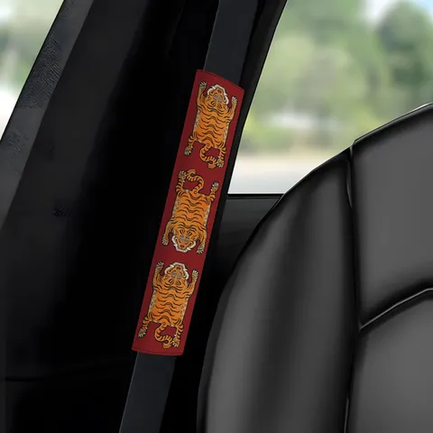 Car Seat Belt Shoulder Cover Cute Tiger Printed Polyester Protective Pad Auto Interior Accessories Universal