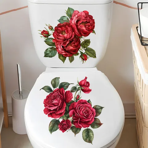 Waterproof PVC Self Adhesive Toilet Stickers Removable Wall Decals Flower Bird Undersea World Animal 3D Visual Decorative Stickers For Bathroom Home Decor