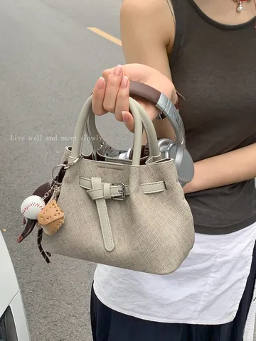 Bolso Tote Minimalista de Cuero PU para Mujer Color Sólido Bolso de Mano Pequeño Casual Bolso Cruzado Diario de Moda