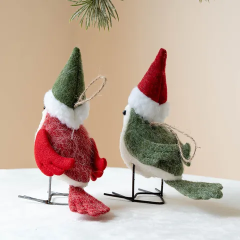 Christmas Bird Hanging Ornament Plush Foam Iron Cute Christmas Tree Pendant Window Scene Decoration Holiday Party Supplies