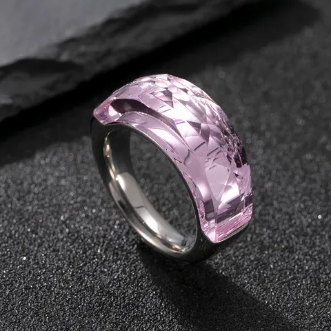 Minimalist Stainless Steel Ring For Women Diamond Cut Zirconia Geometric Ring Fashion Jewelry Finger Ring
